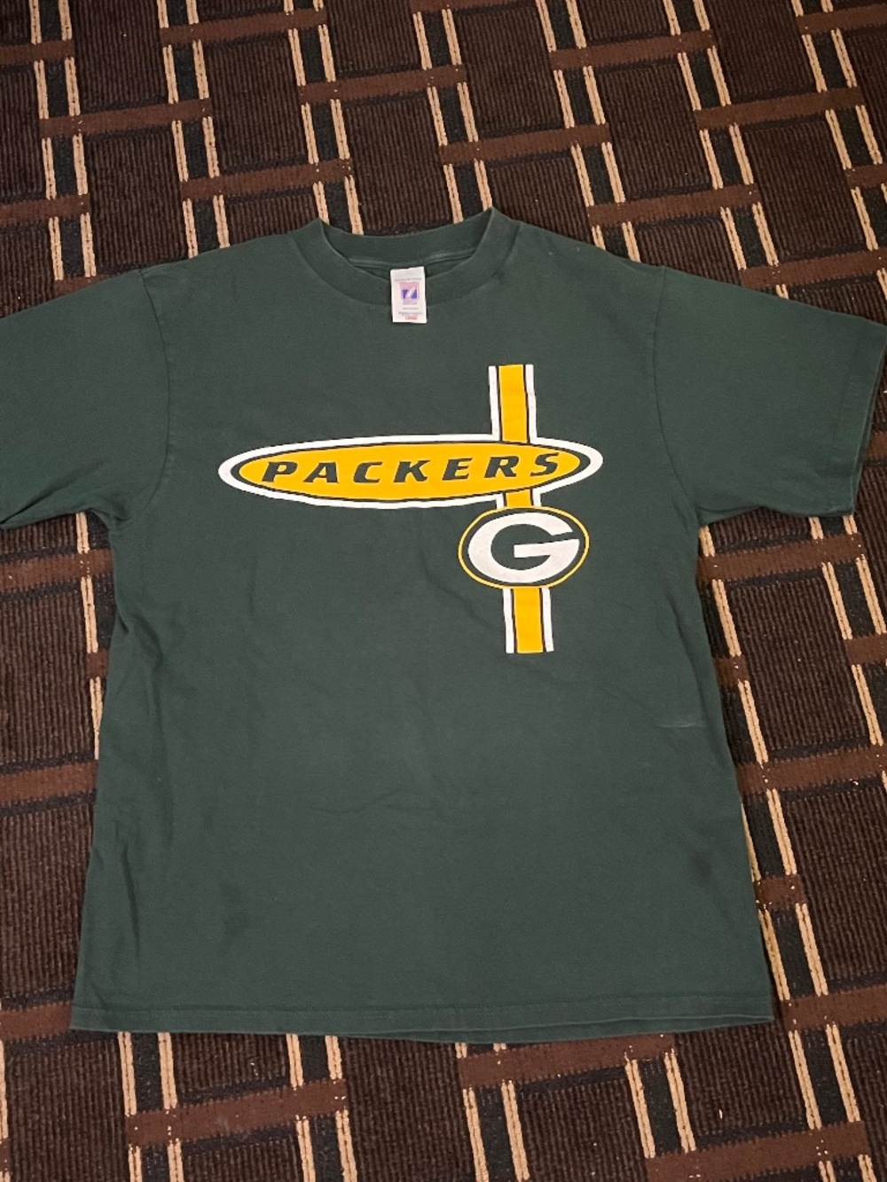 Vintage 90s Logo 7 Tshirt Green Bay Packers Large L Green & Gold RARE Adult 655